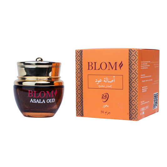Blom Asala Al Oud Incense 50 gm | Premium Incense Limited Edition – of the finest types of oud for homes and majlis lasts up to 24 hours blom incense bakhoor
